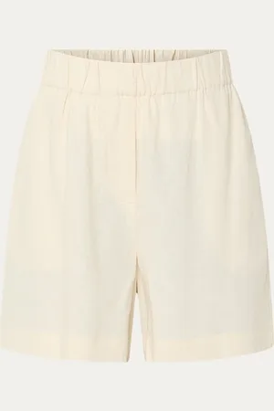 Modstrom Darrel mid waist wide fit korte broek in linnenblend