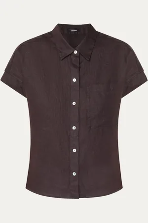 Opus Felisa blouse van linnen met borstzak