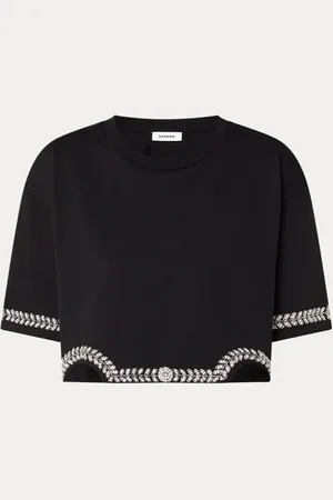 Sandro Cropped T-shirt met strass