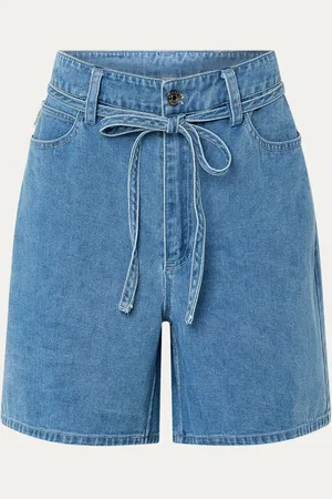 Modstrom Naoma high waist wide fit korte broek van denim