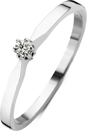 Diamond Point Witgouden solitair groeibriljant ring, 0.02 ct. 0.02 ct diamant Groeibriljant