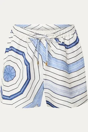 Sandro High waist loose fit korte broek in linnenblend met print