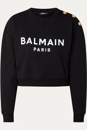 Balmain Cropped sweater met sierknopen en logo