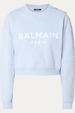 Balmain Cropped sweater met sierknopen en logo