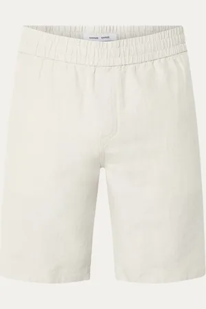 Samsøe Samsøe Smith straight fit korte broek in linnenblend met steekzakken