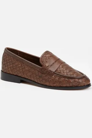 Dune Ginello loafer van leer met gevlochten detail