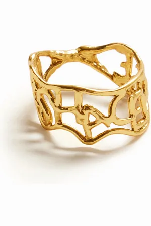Desigual Vergulde ring met tekst Zalio