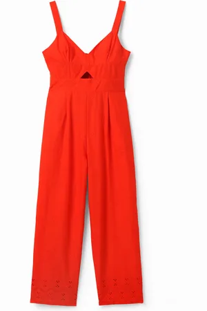 Desigual Lange jumpsuit met schouderbandjes en borduursel