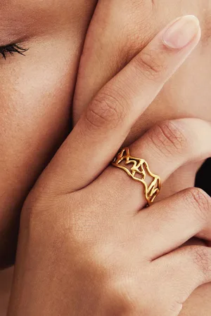 Desigual Vergulde ring met tekst Zalio