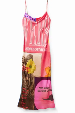 Desigual Midi-jurk met slipdress-model en collage