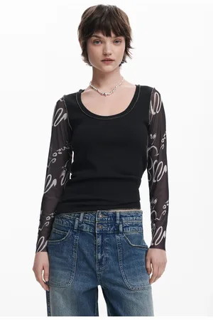 Desigual T-shirt met letterprint mouwen