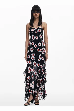 Desigual Midijurk met klaprozen en ruches