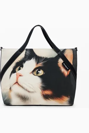 Desigual Grote shopper tas met kat