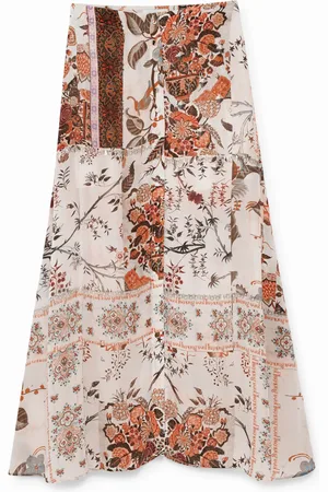 Desigual Lange rok met gebloemde boho-print