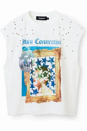 Desigual T-shirt met spiegelbol en studs