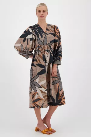 Geisha Dames Geprinte jurken - Lang kleed met print in aardetinten, Dames, Merk: , Maat: 36