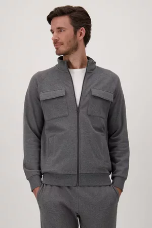Liberty Island Heren Cardigans - Grijze katoenen cardigan met rits, Heren, Merk: , Maat: S