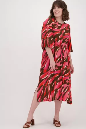 FRANSA Dames Geprinte jurken - Lang kleed met bruin- print, Dames, Merk: , Maat: 42
