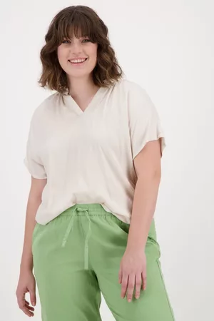 FRANSA Dames Blouses - Glanzende blouse in ivoorkleur, Dames, Merk: , Maat: 42