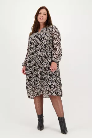 FRANSA Dames Geprinte jurken - Zwarte jurk met bloemenprint, Dames, Merk: , Maat: 42