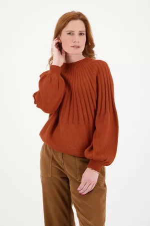 Libelle Dames Fleece truien - Roestkleurige trui met kraag, Dames, Merk: , Maat: S