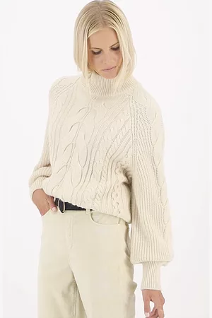 LOUISE Dames Gebreide truien - Witte trui met opstaande kraag, Dames, Merk: , Maat: S