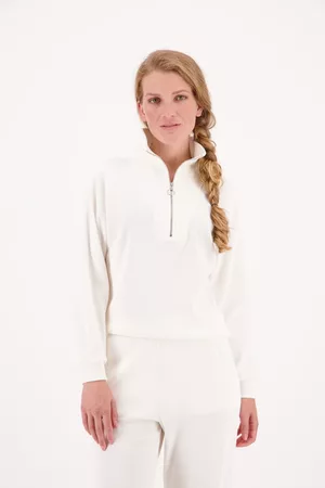 Liberty Island Dames Fleece truien - Witte trui met korte rits, Dames, Merk: , Maat: S