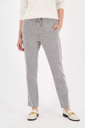 Claude Arielle Dames Elastische Broeken - Grijze gespikkelde broek met elastische taille, Dames, Merk: , Maat: 38