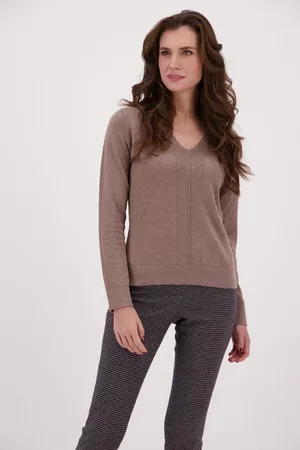 D Auvry Dames Pullovers - Lichtbruine trui met katoen en kasjmier, Dames, Merk: , Maat: M