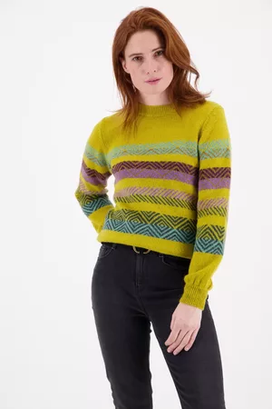 Libelle Dames Gestreepte Truien - Goudkleurige gebreide trui met streepjes, Dames, Merk: , Maat: M