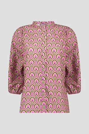 Geisha Dames Katoenen Blouses - Paarse blouse met print, Dames, Merk: , Maat: 38