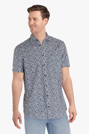 Ravøtt Heren Overhemden - Blauw hemd met print - regular fit, Heren, Merk: , Maat: S