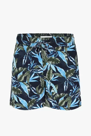 Casual Friday Heren Broeken - Blauwe zwembroek met bladerprint, Heren, Merk: , Maat: S