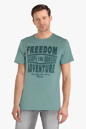 Ravøtt Heren T-shirts - Zeegroen T-shirt met opschrift, Heren, Merk: , Maat: S
