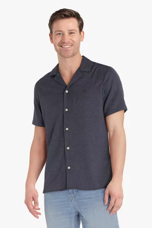 Casual Friday Heren Overhemden - Navy hemd met witte print - regular fit, Heren, Merk: , Maat: S