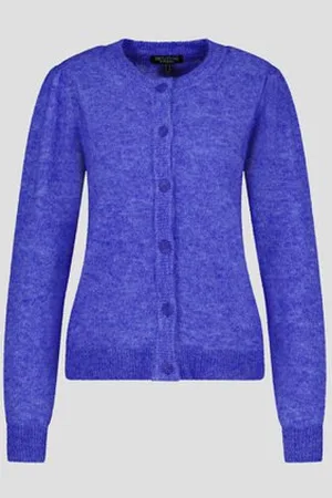 Signature Blauwe cardigan met wol en alpaca