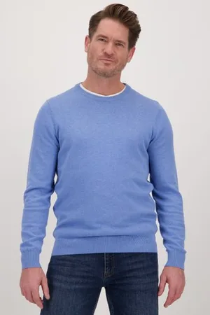 Dansaert Blue Lichtblauwe katoenen trui met ronde hals