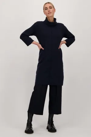 Opus Donkerblauw gebreid kleedje