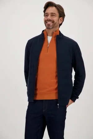 Dansaert Blue Donkerblauwe gewatteerde cardigan met rits