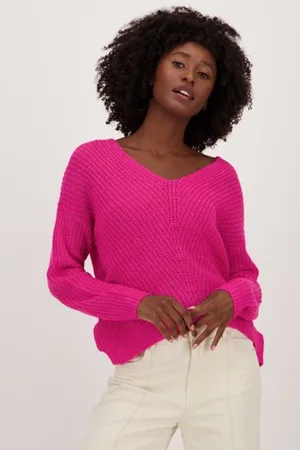 JDY Fuchsia trui met V-hals