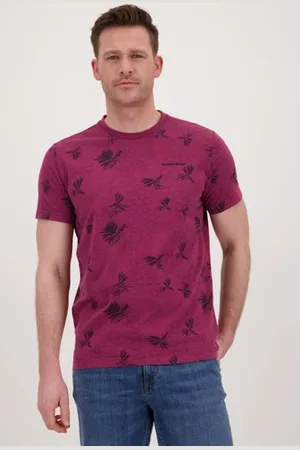 BLUE FIELDS Bordeaux T-shirt met fijn bloemenprint