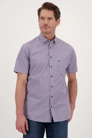 Dansaert Blue Geruit hemd met korte mouwen - Regular fit