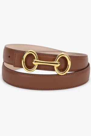 Liberty Island Bruine lederen riem met gouden gesp