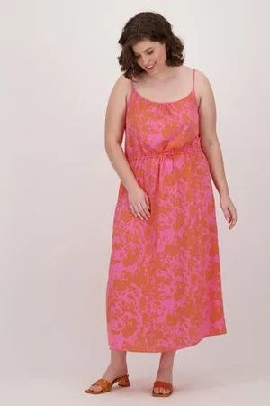 ONLY Lang kleedje met oranje print