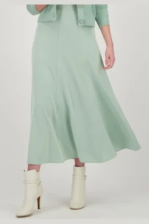 D Auvry Lange pastelgroene rok met satin look