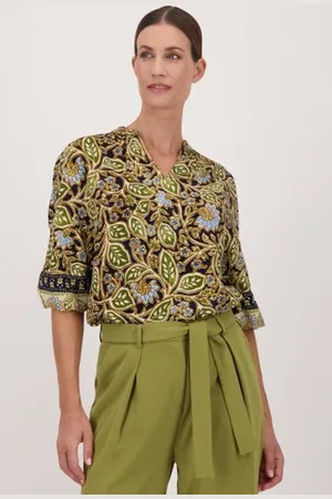 More & More Blouse met bladerprint