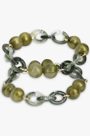 Liberty Island Kaki armbanden met parels en schakels