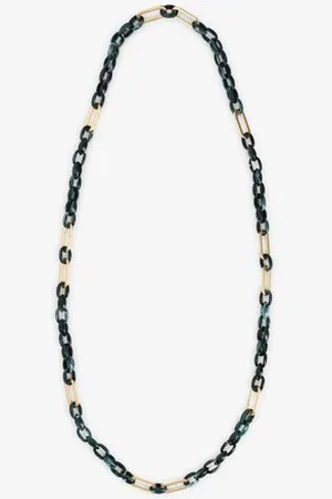 Liberty Island Lange ketting met groene en gouden schakels