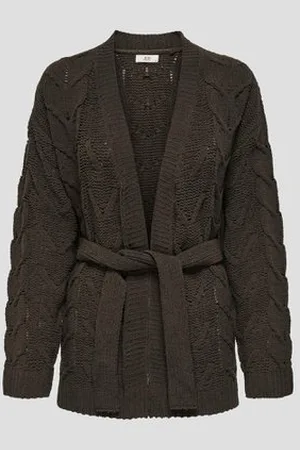 JDY Bruine cardigan met striklint