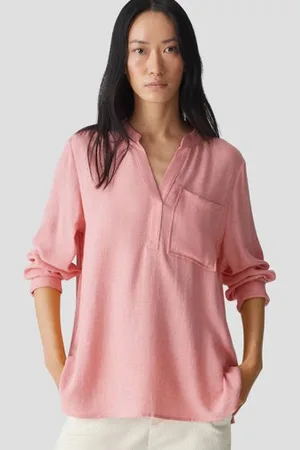 Opus Lichtroze blouse met V-hals
